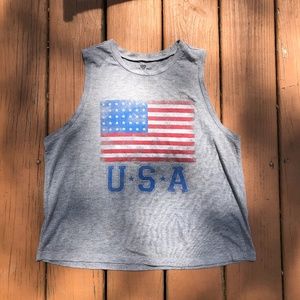 USA America Flag Tanktop Graphic T-Shirt Top